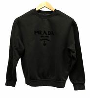 【美品】PRADA プラダ スウェット UJL207 21AW トレーナー トップス ロゴ コットン ブラック XS