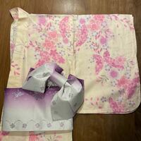 女の子　女児　浴衣　ジュニア　150センチ　ピンク　作り帯