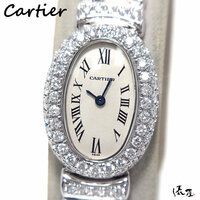 【フルダイヤ】 カルティエ ミニベニュワール WG ダイヤブレス 極美品 ホワイトゴールド レディース 腕時計 Cartier 俵屋