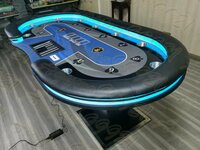ポーカーテーブル トップ カップホルダー付き カジノ テキサスホールデム 10人 ホールデムサイコロ カジノ用品 240X120cm (Blue)