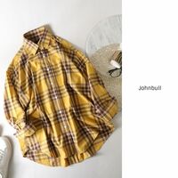 ジョンブル Johnbull☆洗える 綿100% チェック柄 オーバーサイズ シャツ Sサイズ 日本製☆A-O 1084