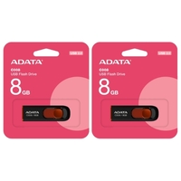 2本セット USBメモリ 8GB 5年保証 ADATA USB2.0 スライド式 AC008-8G-RKD USB 黒