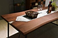 新品 一枚板風200cm幅ダイニングテーブル ウォールナット色 リビング食卓テーブル北欧モダン6人8人用おしゃれ家具 大型:ST27-4D08-KC