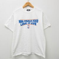 L/古着 半袖 ビンテージ Tシャツ メンズ 00s NBA ファイナル LOVE IT LIVE コットン クルーネック 白 ホワイト バスケットボール 23mar