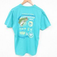 L/古着 コロンビア Columbia 半袖 ブランド Tシャツ メンズ PFG 釣り 魚 コットン クルーネック 青緑 23aug17 中古