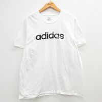 XL/古着 アディダス adidas 半袖 ブランド Tシャツ メンズ ビッグロゴ 大きいサイズ コットン クルーネック 白 ホワイト 23mar16 中古