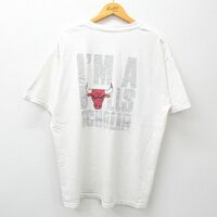 XL/古着 半袖 ビンテージ Tシャツ メンズ 00s NBA シカゴブルズ 大きいサイズ コットン クルーネック 白 ホワイト バスケットボール 23
