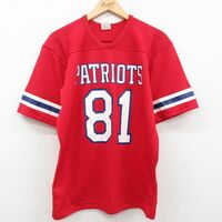 XL/古着 ローリングス 半袖 ビンテージ フットボール Tシャツ メンズ 80s NFL ニューイングランドペイトリオッツ Vネック 赤他 レッド