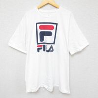 XL/古着 フィラ FILA 半袖 ブランド Tシャツ メンズ ビッグロゴ コットン クルーネック 白 ホワイト 23jul21 中古