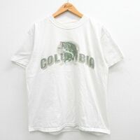XL/古着 コロンビア 半袖 ビンテージ Tシャツ メンズ 00s 魚 コットン クルーネック 白 ホワイト 24mar13 中古