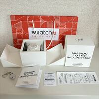 Snoopy x OMEGA x Swatch BIOCERAMIC MoonSwatch Mission To The Moonphase Whiteムーンスウォッチ クォーツ スヌーピー