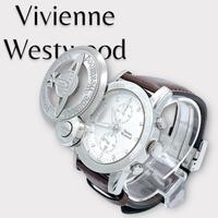 【美品 廃盤 入手困難】 Vivienne Westwood CAGE スライド クロノグラフ ヴィヴィアンウエストウッド レザーバンド 腕時計 レディース