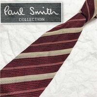 Paul Smith COLLECTION ポールスミスコレクション　 ネクタイ　レジメンタルストライプ　シルク100% イタリア製　ボルドー　ビジネス