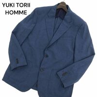YUKI TORII HOMME ユキトリイ オム 春夏 2B アンコン テーラード ジャケット Sz.LL　メンズ ネイビー 大きいサイズ　C4T02493_3#M