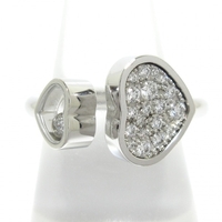 ショパール Chopard リング 11 号 829482 ハッピーダイヤモンド/ハッピーハート K18WG×ダイヤモンド 美品 アクセサリー（指）