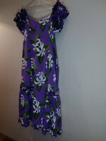 ☆AlohaEmika　フラダンス衣装 ムームー ロングドレス　LLL　大きいサイズ　薄紫系ハイビスカス模様　USED品☆