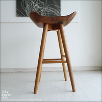 チーク無垢材 バースツールPriv/04 椅子 カウンターチェア ハイスツール イス 素朴 プリミティブ 無垢材家具 H88cm
