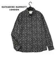 ■美品 KATHARINE HAMNETT LONDON キャサリンハムネット コットン 花柄プリント ドレスシャツ サイズXL