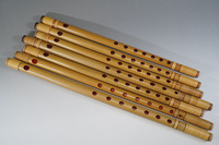 【641】篠笛　7本セット　獅子田　樹刀　七七七月(喜月)　在銘　竹渓　籐巻　和楽器