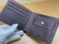 新品 クレイジーホース 牛革 レザー 二つ折り財布 ウォレット 本革 メンズ 小銭入れあり 男性用 財布