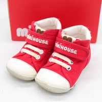 ミキハウス スニーカー ミドルカット ブランド 靴 シューズ 赤 ベビー 女の子用 12.5サイズ レッド MIKIHOUSE