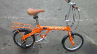 PEUGEOT　プジョー　大人気のオレンジ　一部折り畳み自転車　コリブリ　16インチ　ミニベロ　佐川220サイズ