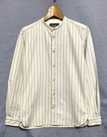 ★美品　ORGUEIL オルゲイユ　 STUDIO D'ARTISAN　Stripe Band Collar Shirt バンドカラーシャツ 日本製 オフホワイト 36