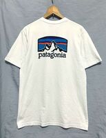 ☆美品　patagonia パタゴニア　Shop Sticker Responsibili Tee ロゴプリント ロングスリーブTシャツ ホワイト S