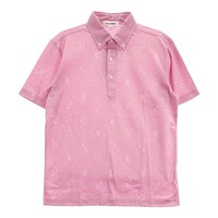 【新品】M.U SPORTS エムユースポーツ ボタンダウン 半袖ポロシャツ 総柄 ピンク系 48 [240001789710] ゴルフウェア メンズ