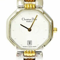 【1円スタート】Christian Dior クリスチャンディオール 48 203 オクタゴン SS×GP クオーツ レディース腕時計 266603