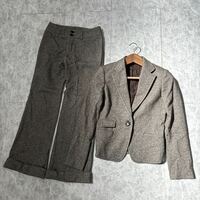 H ＊ 日本製 '洗練されたシルエット' COMME CA DU MODE コムサデモード 高品質 WOOL混 パンツ スーツ 上下 セットアップ 9 レディース