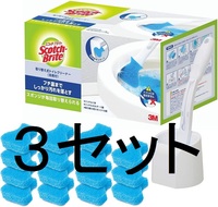 （３セット）3Mスリーエム トイレ掃除 トイレブラシ 使い捨て スポンジ 洗剤付 本体 取替15個 スコッチブライト
