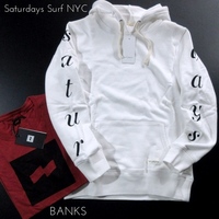 【Saturdays Surf NYC / BANKS】未使用 アームロゴ スウェットパーカー 白 フラッグプリント Tシャツ 2点セット!!（サタデーズ バンクス）