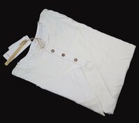 シンプルながらデザインがいい、大人仕様のヘンリーネック！【 SSEINSE / センス (伊 】正面リネン 背面コットン素材の ホワイトTシャツ M