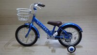 D308-49333　展示デモ使用品 タマコシ キッズ 16インチ 子供用 補助輪付き自転車 ブルー 青 練習 屋外 プレゼント