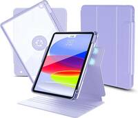 nimin iPad 10.2 ケース第9/8/7世代 (2021/2020/2019年) 360度回転 マグネットス吸着式 折りたたみ 角度調整可能 Pencil 対応　パープル