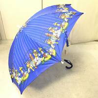 # レトロ 傘 雨具 雨傘 かさ 子供用 キッズ 青色 キャラクター ナイロン100％ アニメ 骨8本 保管品 現状品 #C30290
