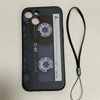 おもしろiphone13ケース カセットテープ風 レトロ 懐かしい 昭和 平成 ストラップ付 音楽テープ　