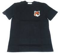 ★メゾンキツネ Maison Kitsune XSサイズ 半袖 Tシャツ ロゴ 男女兼用 ブラック ビッグロゴ
