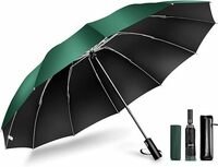 【12本骨 & 逆折り式】 折りたたみ傘 ワンタッチ 自動開閉 メンズ傘 大きい 耐風 撥水 晴雨兼用 男子日傘 UVカット　グリーン　緑