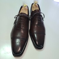 【 ほぼ未使用】イタリア製 BARNEYS NEWYORK 25.0cm ストレートチップ バーニーズニューヨーク 茶 ブラウン BRW 本革 ビジネス 本皮 革靴 