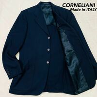 【イタリアの名門】 CORNELIANI コルネリアーニ イタリア製 テーラードジャケット 48 コットン 3B 黒 ビジネス ジャケット 美品 L相当
