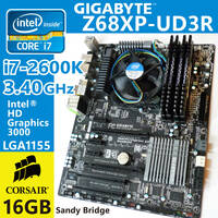 送料無料・動作品 Core i7 2600k 3.4GHz GIGABYTE (ギガバイト) GA-Z68XP-UD3R LGA1155 CORSAIR (コルセア) メモリ 16GB お得！LGA1155