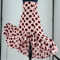 『送料無料』【美品 フラメンコ衣装】淡いピンク×ブラウン水玉 アトリエSEDA ファルダ シージョ SET スカート Flamenco タンゴ