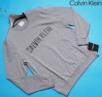 新品正規品 Calvin Klein カルバンクライン 春先最旬 ストレッチコットン スウェット トレーナー US:L JP:XL 灰(W6W) NM1960