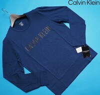 新品正規品 Calvin Klein カルバンクライン コットン100% 天竺 ロングTシャツ US:M JP:L 紺(C3I) NM1958