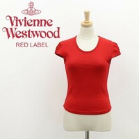 ◆Vivienne Westwood RED LABEL ヴィヴィアンウエストウッド レッドレーベル オーブ刺繍 キャップスリーブ ニット セーター 赤 レッド 2