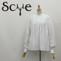 ◆Scye サイ 19SS リネン 高密度タック シャツ ブラウス 白 ホワイト 40