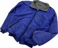 80s ☆ patagonia USA製 シェルジャケット ウォームアップ ジャケット L相当 ブルー ネイビー アウトドア ビンテージ パタゴニア■C353