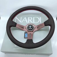 新品 NARDI ナルディ クラシック スポーツステアリング BKレザー ポリッシュスポーク350mm（14インチ）ペプチド色 FXP2